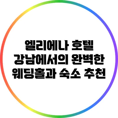 엘리에나 호텔 강남에서의 완벽한 웨딩홀과 숙소 추천