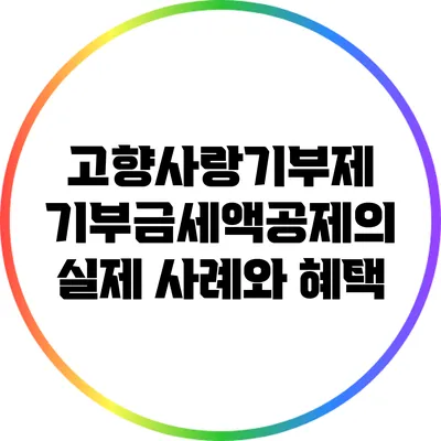 고향사랑기부제 기부금세액공제의 실제 사례와 혜택