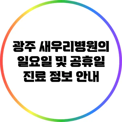 광주 새우리병원의 일요일 및 공휴일 진료 정보 안내