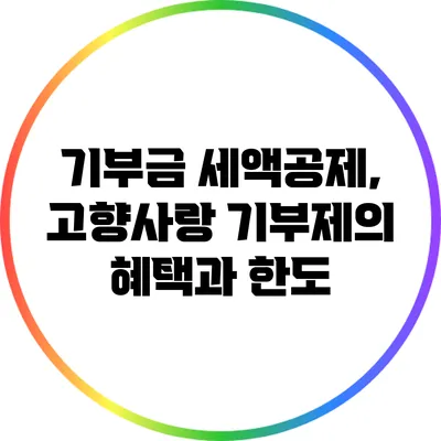 기부금 세액공제, 고향사랑 기부제의 혜택과 한도