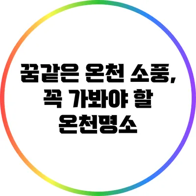 꿈같은 온천 소풍, 꼭 가봐야 할 온천명소