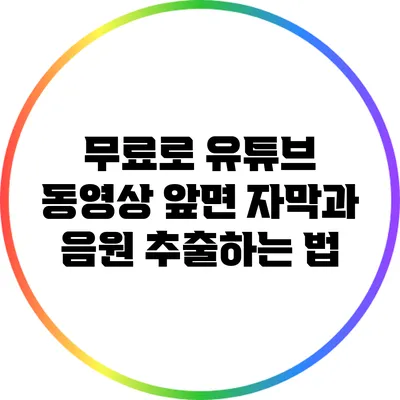 무료로 유튜브 동영상 앞면 자막과 음원 추출하는 법
