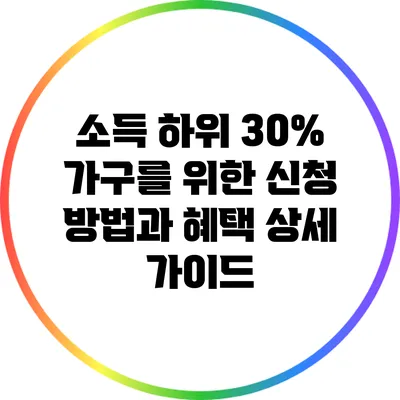 소득 하위 30% 가구를 위한 신청 방법과 혜택 상세 가이드