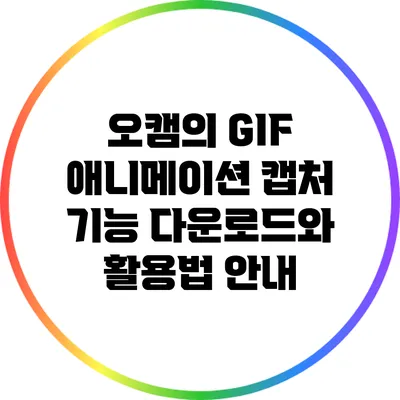 오캠의 GIF 애니메이션 캡처 기능: 다운로드와 활용법 안내
