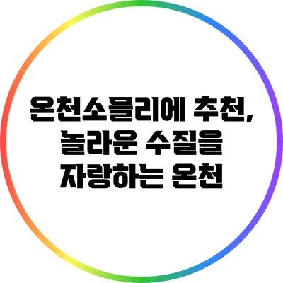 온천소믈리에 추천, 놀라운 수질을 자랑하는 온천