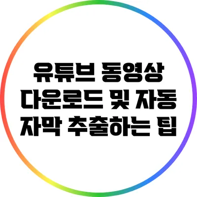 유튜브 동영상 다운로드 및 자동 자막 추출하는 팁
