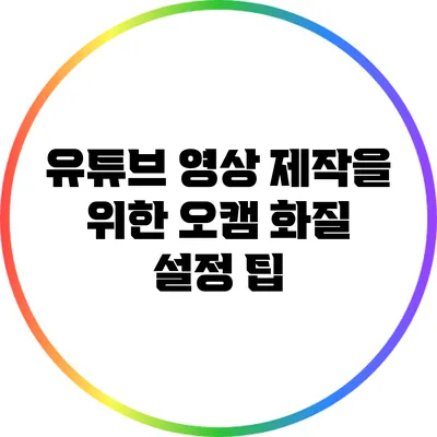 유튜브 영상 제작을 위한 오캠 화질 설정 팁