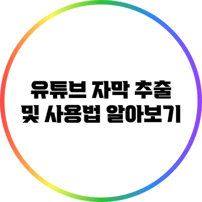유튜브 자막 추출 및 사용법 알아보기