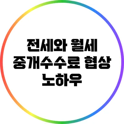 전세와 월세 중개수수료 협상 노하우