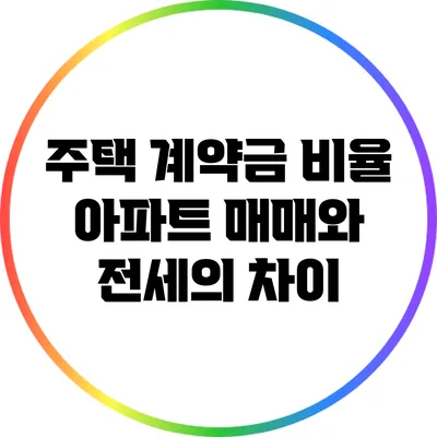 주택 계약금 비율: 아파트 매매와 전세의 차이