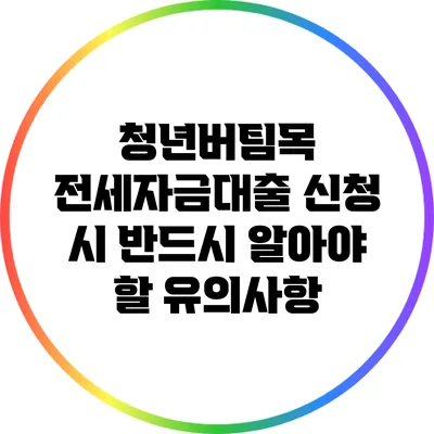 청년버팀목 전세자금대출 신청 시 반드시 알아야 할 유의사항