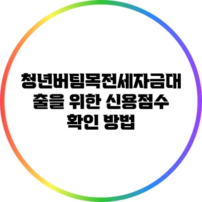 청년버팀목전세자금대출을 위한 신용점수 확인 방법