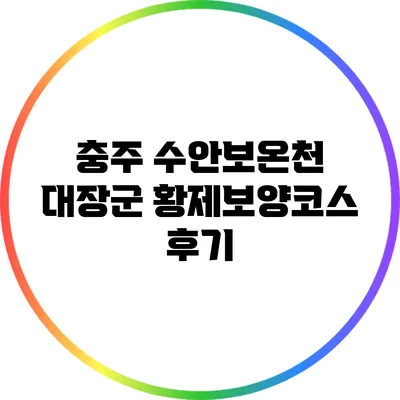 충주 수안보온천: 대장군 황제보양코스 후기