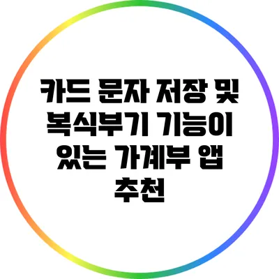 카드 문자 저장 및 복식부기 기능이 있는 가계부 앱 추천