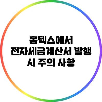 홈텍스에서 전자세금계산서 발행 시 주의 사항