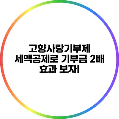 고향사랑기부제 세액공제로 기부금 2배 효과 보자!