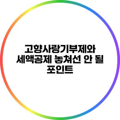 고향사랑기부제와 세액공제: 놓쳐선 안 될 포인트