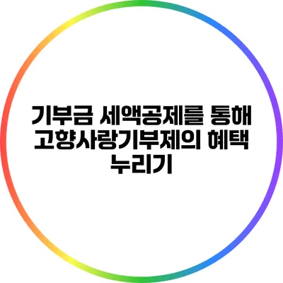 기부금 세액공제를 통해 고향사랑기부제의 혜택 누리기