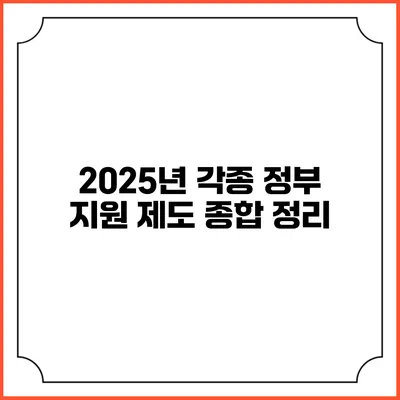 2025년 각종 정부 지원 제도 종합 정리