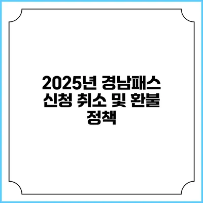 2025년 경남패스 신청 취소 및 환불 정책