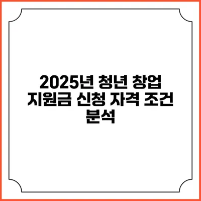 2025년 청년 창업 지원금 신청 자격 조건 분석