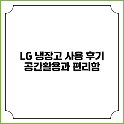 LG 냉장고 사용 후기 공간활용과 편리함