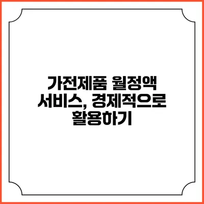 가전제품 월정액 서비스, 경제적으로 활용하기