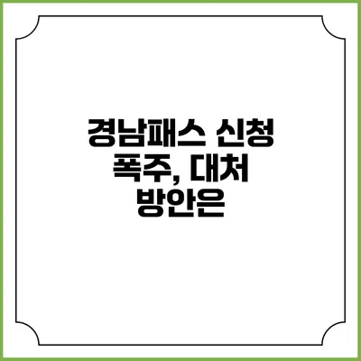 경남패스 신청 폭주, 대처 방안은?