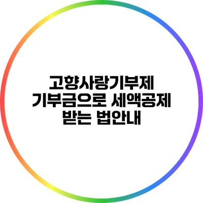 고향사랑기부제 기부금으로 세액공제 받는 법안내