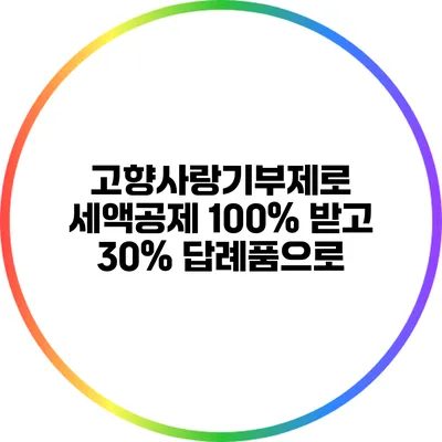 고향사랑기부제로 세액공제 100% 받고 30% 답례품으로