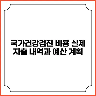 국가건강검진 비용 실제 지출 내역과 예산 계획