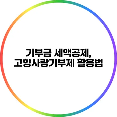 기부금 세액공제, 고향사랑기부제 활용법