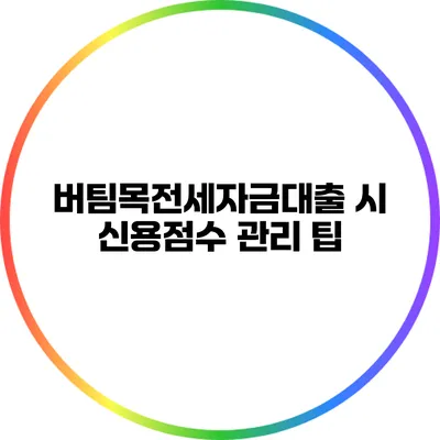 버팀목전세자금대출 시 신용점수 관리 팁