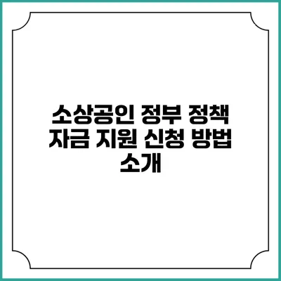 소상공인 정부 정책 자금 지원 신청 방법 소개