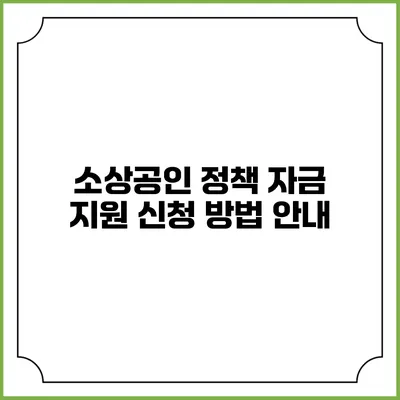 소상공인 정책 자금 지원 신청 방법 안내