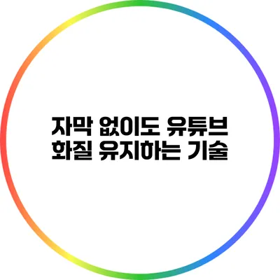 자막 없이도 유튜브 화질 유지하는 기술