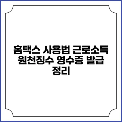 홈택스 사용법 근로소득 원천징수 영수증 발급 정리
