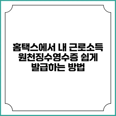 홈택스에서 내 근로소득 원천징수영수증 쉽게 발급하는 방법