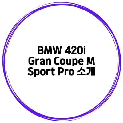 BMW 420i Gran Coupe M Sport Pro 소개