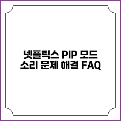 넷플릭스 PIP 모드 소리 문제 해결 FAQ