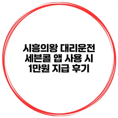 시흥의왕 대리운전 세븐콜 앱 사용 시 1만원 지급 후기