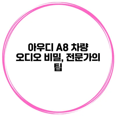 아우디 A8 차량 오디오 비밀, 전문가의 팁