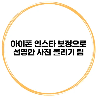 아이폰 인스타 보정으로 선명한 사진 올리기 팁