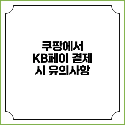 쿠팡에서 KB페이 결제 시 유의사항