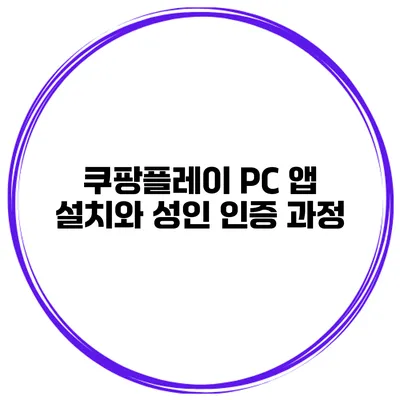 쿠팡플레이 PC 앱 설치와 성인 인증 과정