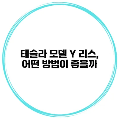 테슬라 모델 Y 리스, 어떤 방법이 좋을까?