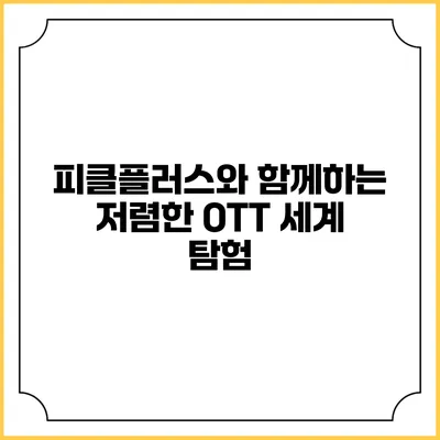 피클플러스와 함께하는 저렴한 OTT 세계 탐험